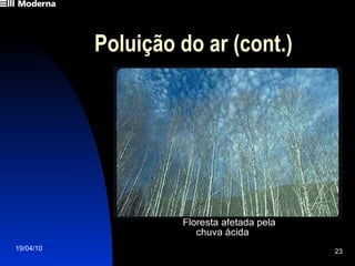 Poluição do ar (cont.) Floresta afetada pela chuva ácida 