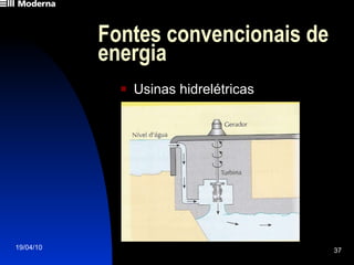 Fontes convencionais de energia Usinas hidrelétricas 