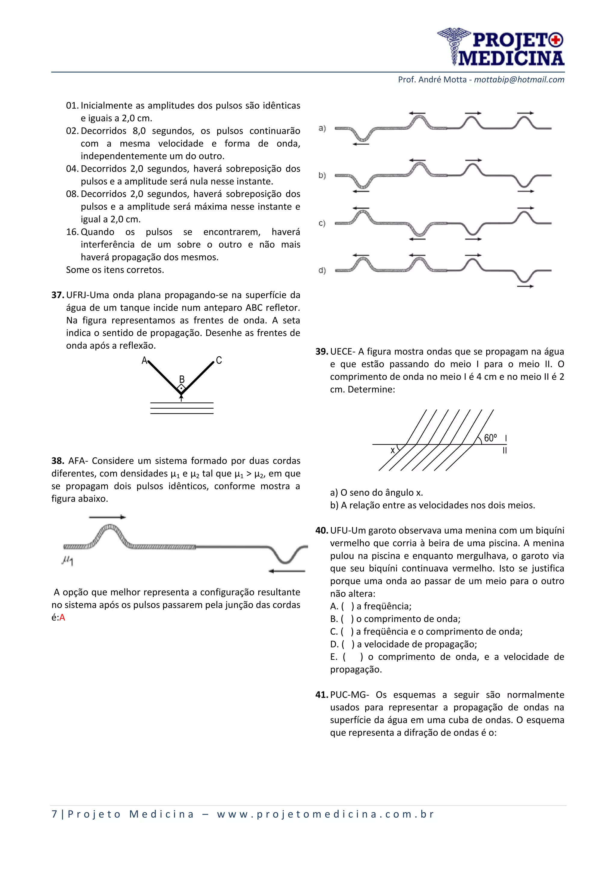 Fisica ondas ondulatoria_exercicios | PDF