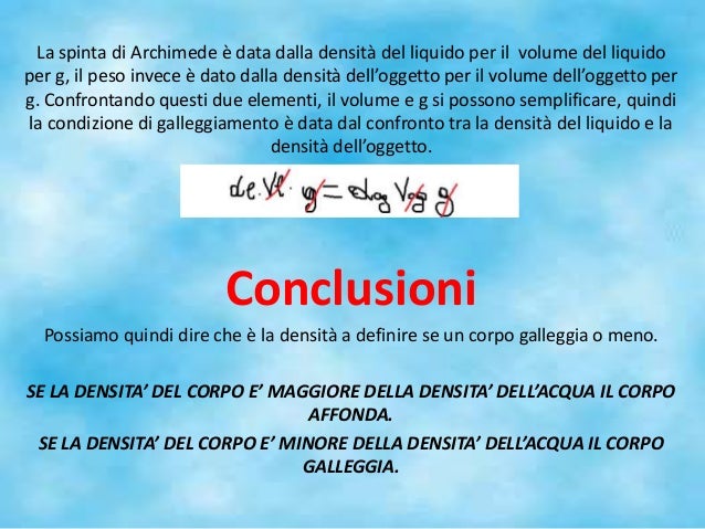 Principio Di Archimede Spiegato Ai Bambini