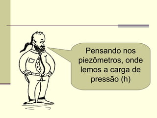 Pensando nos piezômetros, onde lemos a carga de pressão (h) 