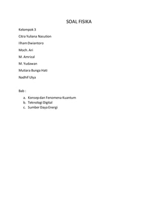Kumpulan soal fisika kelas 12 Kurikulum 2013