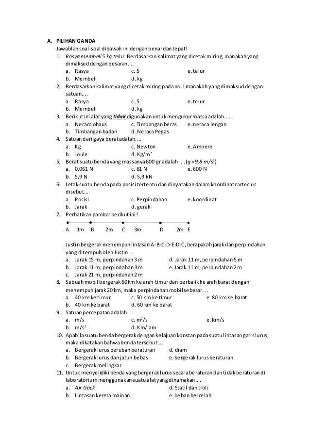 Soal Uas Fisika Kelas X