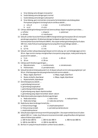 Soal Uas Fisika Kelas Xii Sem 1
