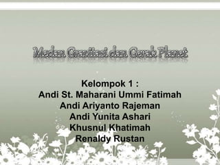 Kelompok 1 :
Andi St. Maharani Ummi Fatimah
Andi Ariyanto Rajeman
Andi Yunita Ashari
Khusnul Khatimah
Renaldy Rustan
 