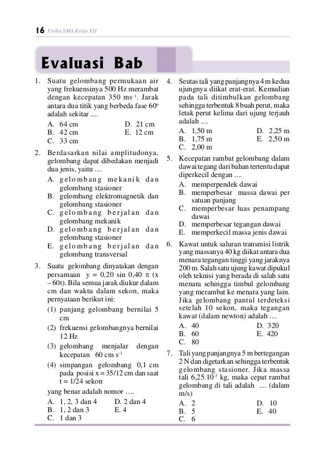 Kunci Jawaban Fisika Uji Kompetensi Bab 2 Kelas 12