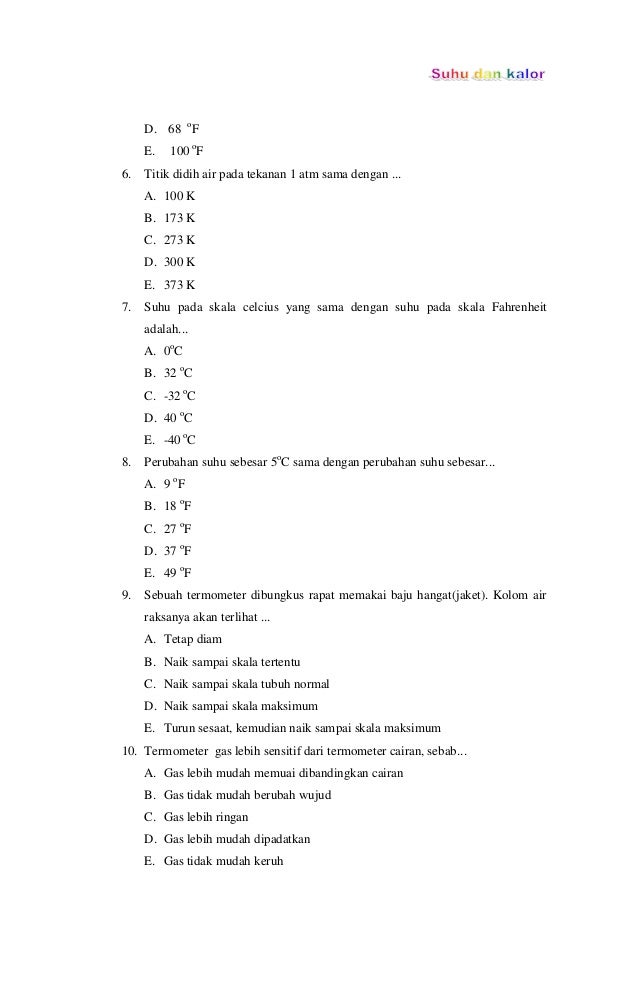 Soal konversi suhu kelas 7