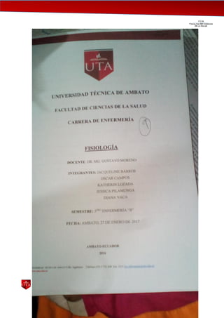 UNIVERSIDAD TÉCNICA DE AMBATO Cdla. Ingahurco Teléfono (03) 3 730 268 Ext. 5215 fcs.enfermeria@uta.edu.ec
www.uta.edu.ec
F C S__________________________________________________________________________________
Facultad DE Ciencias
De la Salud
 