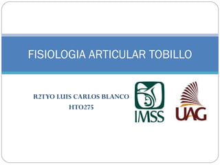 FISIOLOGIA ARTICULAR TOBILLO
R2TYO LUIS CARLOS BLANCO
HTO275
 