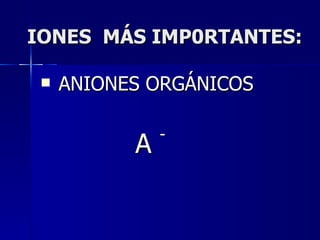 IONES  MÁS IMP0RTANTES: ANIONES ORGÁNICOS A  - 