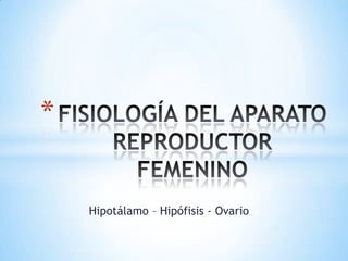 *


    Hipotálamo – Hipófisis - Ovario
 