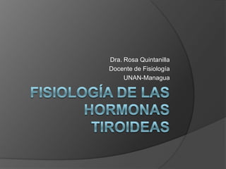 Dra. Rosa Quintanilla
Docente de Fisiología
UNAN-Managua
 