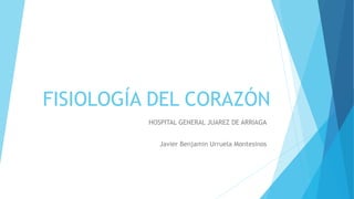 FISIOLOGÍA DEL CORAZÓN
HOSPITAL GENERAL JUAREZ DE ARRIAGA
Javier Benjamin Urruela Montesinos
 