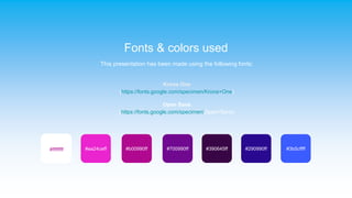 Fonts & colors used
This presentation has been made using the following fonts:
Krona One
(https://fonts.google.com/specime...