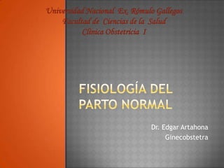 Universidad Nacional Ex. Rómulo Gallegos
    Facultad de Ciencias de la Salud
          Clínica Obstetricia I




                               Dr. Edgar Artahona
                                    Ginecobstetra
 