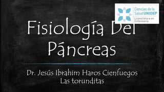 Fisiología Del 
Páncreas 
Dr. Jesús Ibrahim Haros Cienfuegos 
Las torunditas 
 