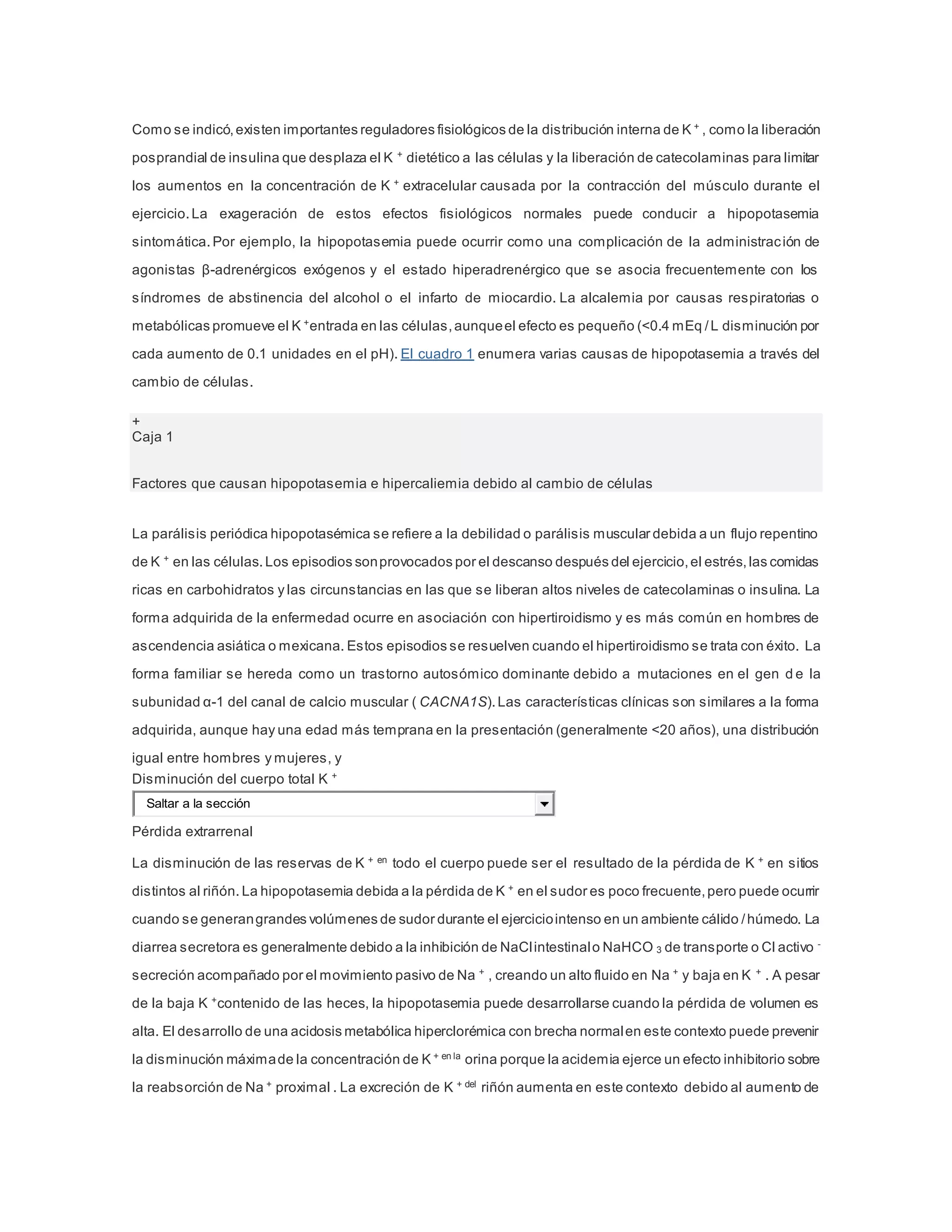 Fisiología y fisiopatología de la homeostasis del potasio | PDF