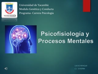 LUIS ECHENIQUE
C.I. 10185984
Universidad de Yacambú
Modulo Genética y Conducta
Programa- Carrera Psicología
 