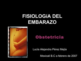 FISIOLOGíA DEL
  EMBARAZO

     Obstetricia

   Lucía Alejandra Pérez Mejía

        Mexicali B.C a febrero de 2007
 