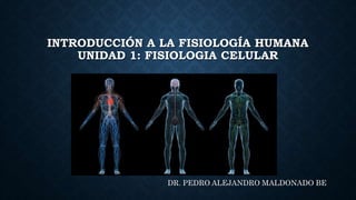 INTRODUCCIÓN A LA FISIOLOGÍA HUMANA
UNIDAD 1: FISIOLOGIA CELULAR
DR. PEDRO ALEJANDRO MALDONADO BE
 