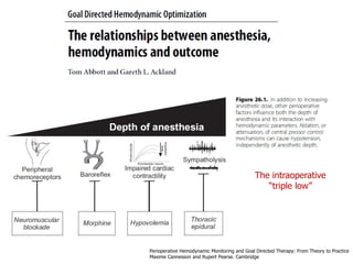 Perioperative Hemodynamic Monitoring and Goal Directed Therapy: From Theory to Practice
Maxime Cannesson and Rupert Pearse. Cambridge
The intraoperative
“triple low”
 