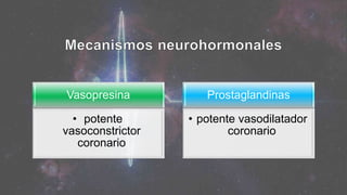 Vasopresina
• potente
vasoconstrictor
coronario
Prostaglandinas
• potente vasodilatador
coronario
 