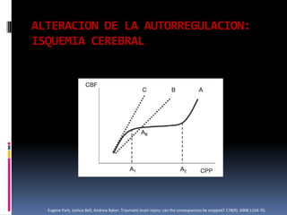 ALTERACION DE LA AUTORREGULACION: ISQUEMIA CEREBRAL        Eugene Park, Joshua Bell, Andrew Baker. Traumatic brain injury: can the consequences be stopped?.178(9): 2008:1163-70.
