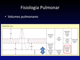 Fisiologia Pulmonar
• Volumes pulmonares
V
F
 