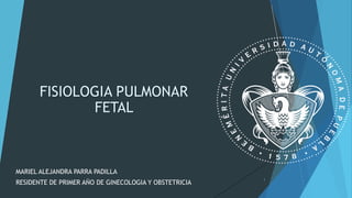 MARIEL ALEJANDRA PARRA PADILLA
RESIDENTE DE PRIMER AÑO DE GINECOLOGIA Y OBSTETRICIA
FISIOLOGIA PULMONAR
FETAL
1
 