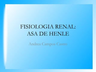 FISIOLOGIA RENAL:
  ASA DE HENLE
  Andrea Campos Castro
 