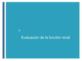 +
Evaluación de la función renal
 