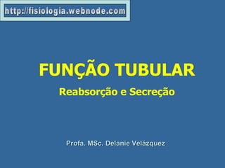 Profa. MSc. Delanie Velázquez FUNÇÃO TUBULAR Reabsorção e Secreção http://fisiologia.webnode.com 