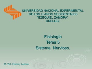 UNIVERSIDAD NACIONAL EXPERIMENTAL  DE LOS LLANOS OCCIDENTALES “EZEQUIEL ZAMORA”  UNELLEZ. Fisiología Tema 5 Sistema  Nervioso. M. Vet. Edmary Lozada. 