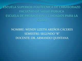 NOMBRE: WENDY LIZETH AREÑOS CÁCERES
SEMESTRE: SEGUNDO “B”
DOCENTE: DR. ARMANDO QUINTANA
 
