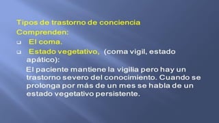 Fisiopatologia - alteraciones del estado de conciencia | PDF