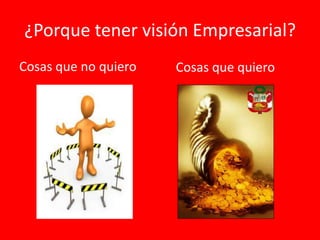 ¿Porque tener visión Empresarial?
Cosas que no quiero Cosas que quiero
 