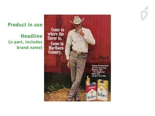 Headline
(2-part, includes
brand name)
Product in use
 