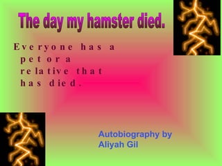 [object Object],The day my hamster died. Autobiography by Aliyah Gil 