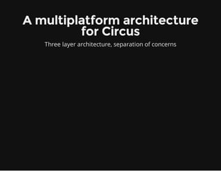 A multiplatform architecture
for Circus
Three layer architecture, separation of concerns
 