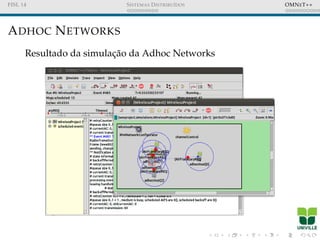 FISL 14 SISTEMAS DISTRIBU´IDOS OMNET++
ADHOC NETWORKS
Resultado da simulac¸˜ao da Adhoc Networks
 