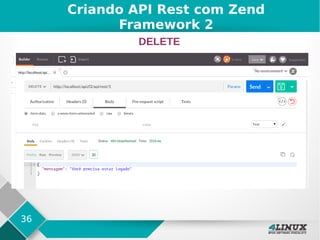 36
Criando API Rest com Zend
Framework 2
DELETE
 