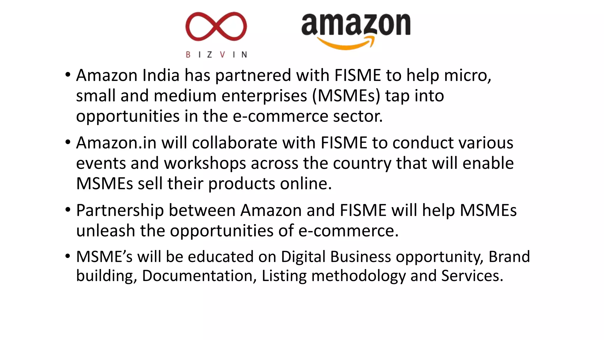 Amazon Ties With FISME | PPTX
