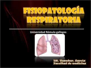 Fisiopatología respiratoria Universidad Rómulo gallegos DR. Yoamber, García Facultad de medicina 
