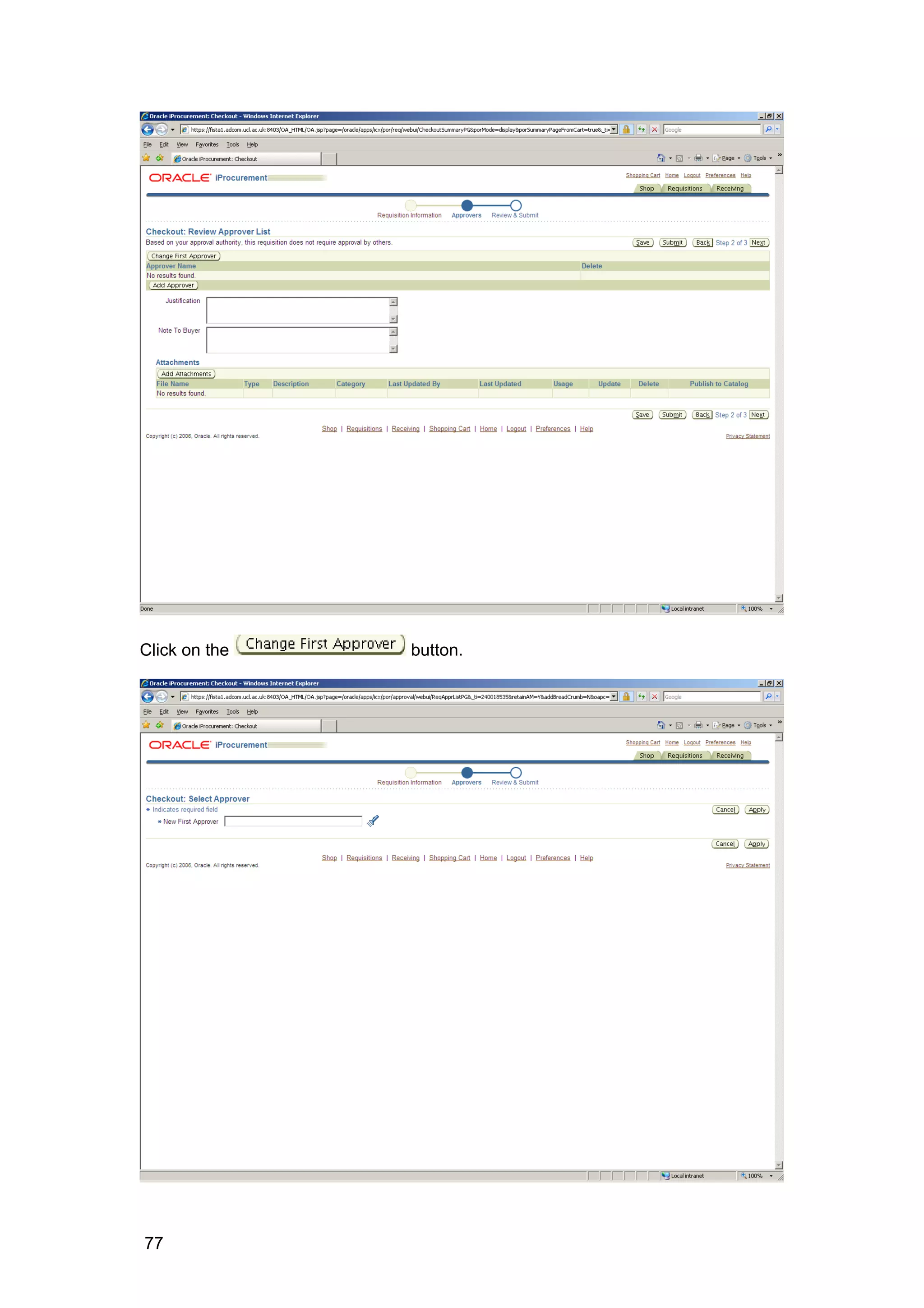 Click on the button.
77
 