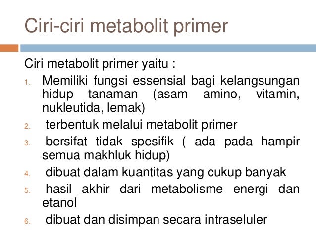 Fistan Materi 1 Metabolit Primer Dan Sekunder