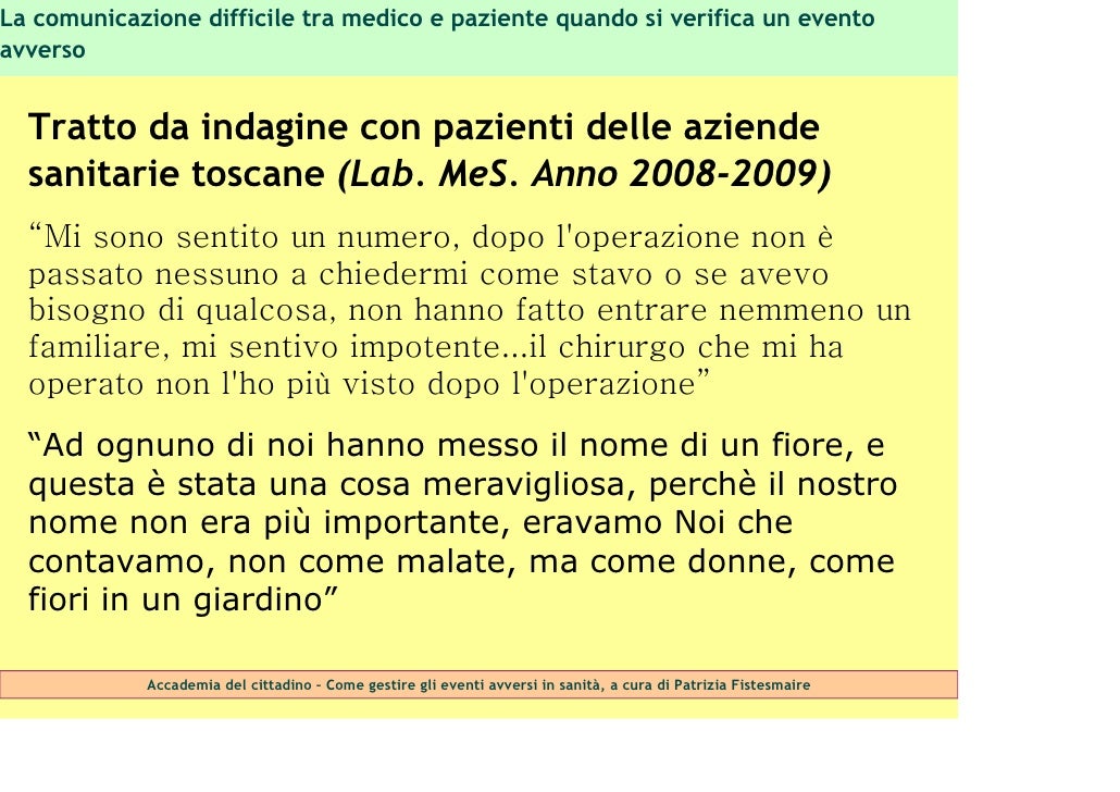 Fistesmaire. La comunicazione difficile tra medico e paziente quando
