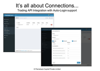 It’s all about Connections...
Trading API Integration with Auto-Login support
© Flameback Capital Private Limited
 