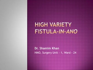 Dr. Shamim Khan
HMO, Surgery Unit – 1, Ward - 24
 