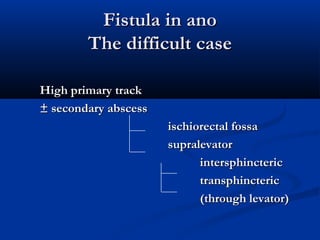 Fistulas complejas | PPT