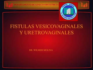 FISTULAS VESICOVAGINALES Y URETROVAGINALES DEPARTAMENTO DE GINECO-OBSTETRICIA 	DR. WILMER MOLINA  